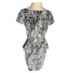Alexia Admor Snake Print Black & White Knee Length Peplum Size Large Dress Photo 6