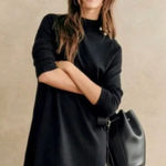 Sézane La Maille Sezane Jaelle black knit wool sweater dress size Small Photo 0