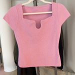 ZARA Milky Pink knit top with square neckline and cut out detail Size S Photo 5