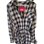 Isabel Maternity Women’s Button Down Plaid Shift Shirt Dress Size Medium Tie NWT Photo 1