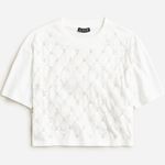 J.Crew NEW Broken In Jersey Cropped Tee Shirt Patterned Sequins White Small Photo 3