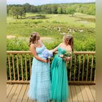 Flowy princess bustier blue green aqua prom dress Photo 3
