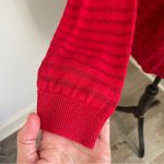 European Cardigan Sweater Medium Red Silver Metallic Stripe Clean‎ Girl Pullover Photo 5