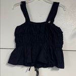 Moon River  WOMENS TIE DETAIL PEPLUM TOP BLOUSE LARGE NEW TAGS STRETCHY BLACK Photo 5