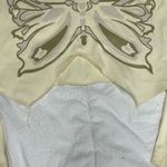 SheIn Off White Butterfly Crop Top Photo 3