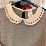 Moda  NWOT Gray and Sheer Cream Balloon Sleeves w/ Jeweled Peter Pan Collar Photo 3