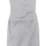 Teri Jon Rickie Freeman Gold Ruched Wrap Shimmer Formal Party Dress Size 8 Photo 0