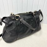 B Makowsky Large Black Genuine Leather Handbag Lombard Satchel Photo 2