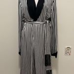 Ralph Lauren $2890 Purple Label Black and White Stripe Kalpita Coat Size 10 Photo 4