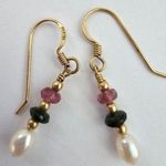 Gold Filled Handmade Gold and Pearl Semi Precious Stone Earrings Photo 0