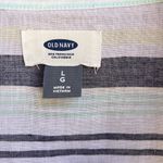 Old Navy  Button Down White, Navy, Pale Green and Yellow Stripe Size Large Photo 1