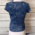 Disney Mickey Mouse Blue Distressed Acid Wash Cropped T-Shirt Photo 5