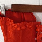 EVAbaby M Red Ruffle Satin Front Hook Bustier Size M Photo 4