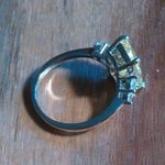 Simulated Peridot and White Diamond Sterling Silver Ring (Size 6) Photo 8