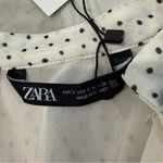 ZARA NWT Polka Dot Long Sleeve Tiered Mini Dress Womens Small White/Black Ruffle Photo 3