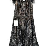 Mac Duggal 79339 Black Embellished Feather Cap Sleeve Midi Dress Size 18 New Photo 8