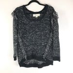 Vintage Havana Womens Sweater Oversized Fringe Hi Low Hem Marled Black S Photo 0