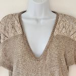 New York and Company Beige V Neck Women's Bracelet Sleeve Knit Sweater Size S Tan Photo 2