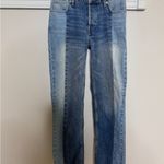BDG  Jessye Straight Leg Spliced Jeans in a two-tone blue wash Photo 1