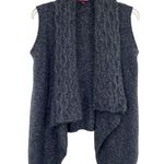 Eastside Westside Women's Wool Blend Marled Open Cable Knit Draped Sweater Vest Gray Photo 0