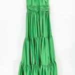 Mac Duggal 50658 Green Satin Tiered Sleeveless Halter Gown Size 6 NWT Photo 2