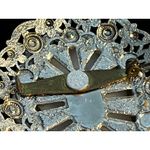 VTG Cameo Filigree Brooch West Germany Silver Tone Beaded Read Brown Photo 5