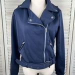 Blushmark "Serena" Moto Jacket Cropped Navy Blue-Large Photo 0