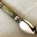 Vintage Cowrie Shell & Bone Bead Choker Necklace Photo 2