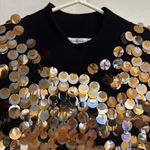 Peter Nygard  PETITES Black Gold Silver SEQUINS Pullover KNIT Sleeveless‎ Top MP Photo 2