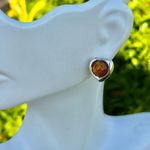 Baltic amber sterling silver vintage heart post earrings Photo 4