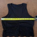 SheIn black contrast lace panel v neck tank top S Photo 6