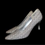 Studio c gorgeous silver and black elegant design sparkling heels! Size 8.5 Photo 2
