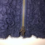 Adrianna Papell Navy Blue Lace Sheath Dress Size 8 Exposed Zipper Stretch Photo 6