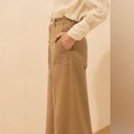 Ba&sh  dixon khaki mustard denim pants classic fall wide leg casual classic $250 Photo 3