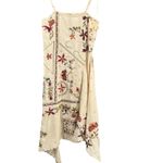 ZARA Linen Blend Embroidered Midi Dress Beige Sleeveless Boho Casual Size S Photo 3