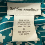 Soft Surroundings  Teal White Patterned Button Down Shirt M Photo 6