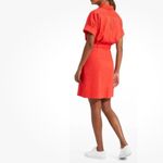 Theory Linen-Blend Eco Crunch Belted Casual Shirt Dress Poppy Red, NWT, Size 4 Photo 3