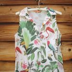 NWOT Vilagallo Cassie Cotton Tropical Print Dress White Size 8 Photo 4