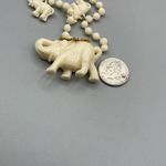 Vintage Celluloid large lucky Elephant statement necklace . Gold Photo 6