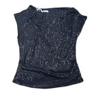 Grace Karin NWT  Black Sequin One Shoulder Evening Party Blouse Overlay Top  XL Photo 3