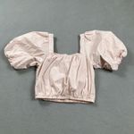 Copper Key  Cropped Top XS Womens Pink Puff Sleeve Square Neck Blouse Shirt Photo 1