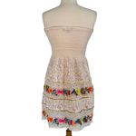 Boston Proper  Mexican Floral Embroidered Beaded Crochet Lace Strapless Dress 4 Photo 7