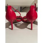 Red Square Toe Braided Chain Ankle Strap Stiletto Heels Women's Size 8 Photo 2
