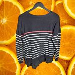 Torrid ‎ Women's Black White Stripe Pullover Ruffle Hem Sweater Size 00 Photo 2