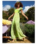 Alice + Olivia Jules Tie-Back Paneled Maxi Dress Size 4 Eyelet Neon Lace Spring Photo 15