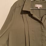 Nanette Lepore Nanette by Olive Green Pleated Blouse Photo 1