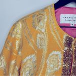 Trina Turk Gold Brocade Jacket With Faux Fur Cuffs Size 4 Photo 4