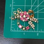 GF Vintage STAR-ART 1/20 12K Art Deco Pink Flower Rhinestones Pendant Brooch Photo 9