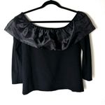J.Crew Black Organza Ruffle Off Shoulder Knit Top Size Medium Photo 2