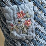 Title:
Vintage Floral Embroidered Denim Vest Cottagecore open weave patchwork Blue Size M Photo 5